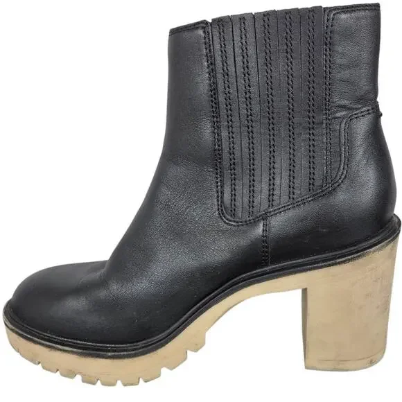 Dolce Vita Castor H2O Booties Womens 9 Waterproof Black Leather Lug Sole Chelsea - Picture 4 of 12